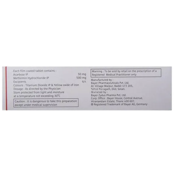 glucobay m 50mg tablet 10's